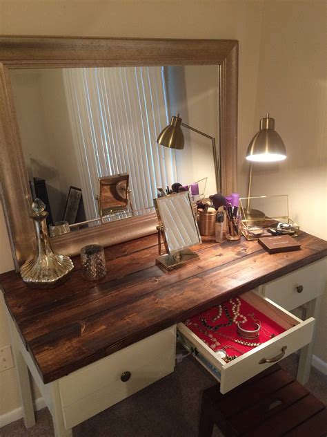 wood makeup vanity